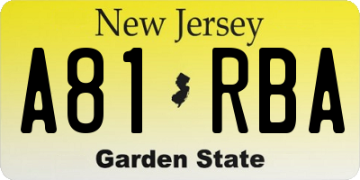 NJ license plate A81RBA