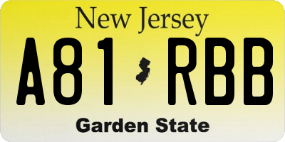 NJ license plate A81RBB