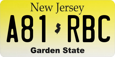 NJ license plate A81RBC