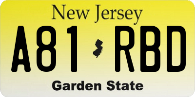 NJ license plate A81RBD