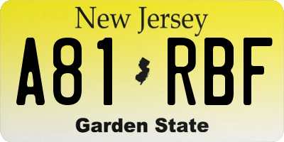 NJ license plate A81RBF