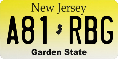 NJ license plate A81RBG
