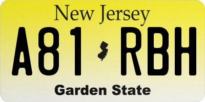 NJ license plate A81RBH