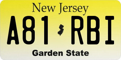 NJ license plate A81RBI