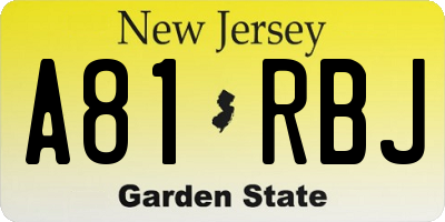 NJ license plate A81RBJ