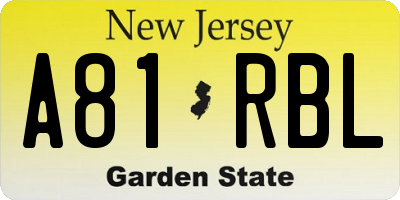 NJ license plate A81RBL