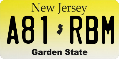 NJ license plate A81RBM