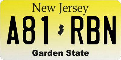 NJ license plate A81RBN