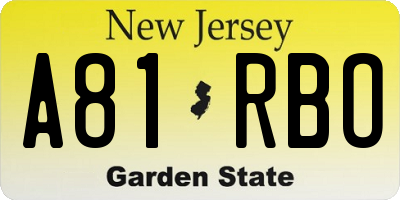 NJ license plate A81RBO
