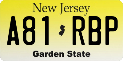 NJ license plate A81RBP