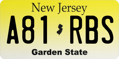 NJ license plate A81RBS