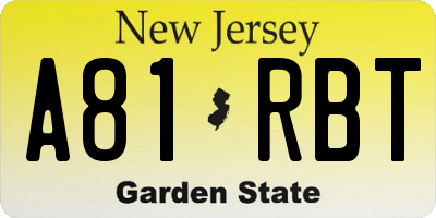 NJ license plate A81RBT
