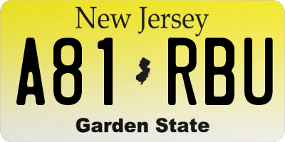 NJ license plate A81RBU