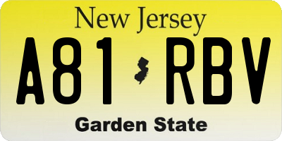 NJ license plate A81RBV