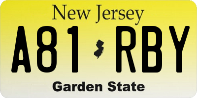 NJ license plate A81RBY