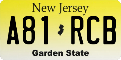 NJ license plate A81RCB