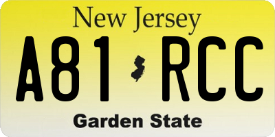 NJ license plate A81RCC