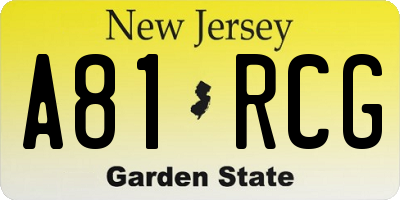 NJ license plate A81RCG