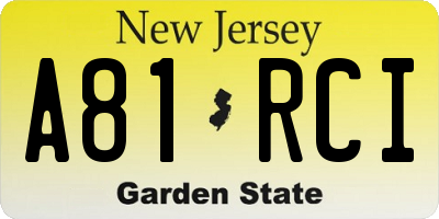NJ license plate A81RCI