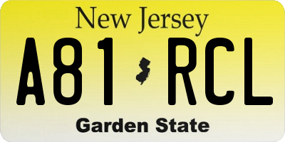 NJ license plate A81RCL