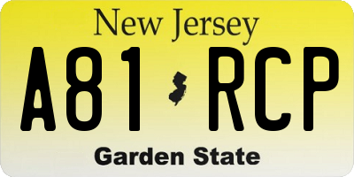 NJ license plate A81RCP