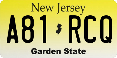 NJ license plate A81RCQ