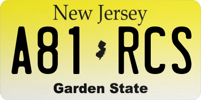 NJ license plate A81RCS