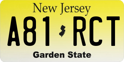 NJ license plate A81RCT