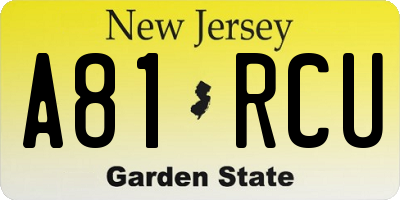 NJ license plate A81RCU