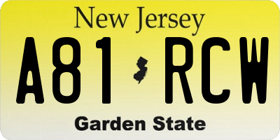 NJ license plate A81RCW