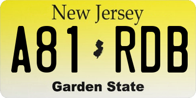 NJ license plate A81RDB