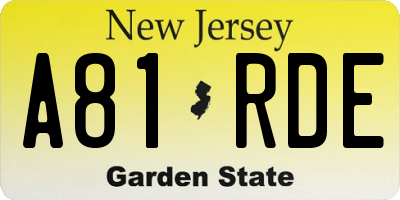NJ license plate A81RDE