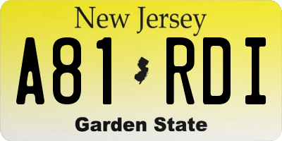 NJ license plate A81RDI