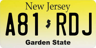 NJ license plate A81RDJ