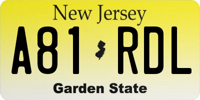 NJ license plate A81RDL