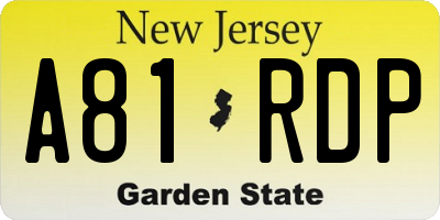 NJ license plate A81RDP