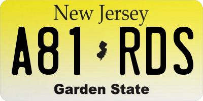 NJ license plate A81RDS