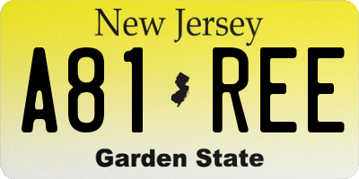 NJ license plate A81REE