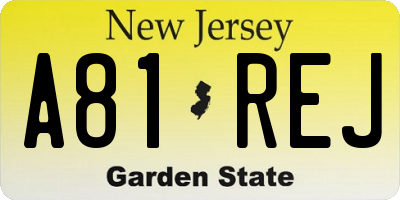 NJ license plate A81REJ
