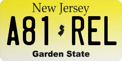 NJ license plate A81REL