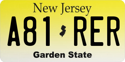 NJ license plate A81RER
