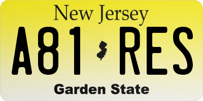 NJ license plate A81RES