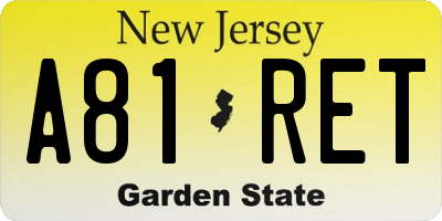 NJ license plate A81RET