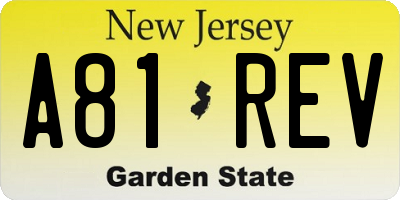 NJ license plate A81REV