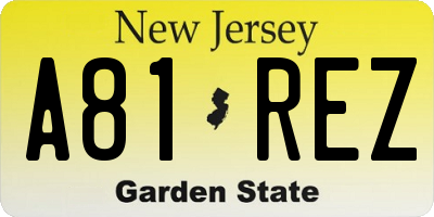 NJ license plate A81REZ