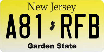 NJ license plate A81RFB