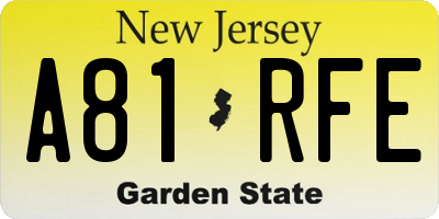 NJ license plate A81RFE