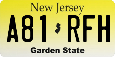 NJ license plate A81RFH