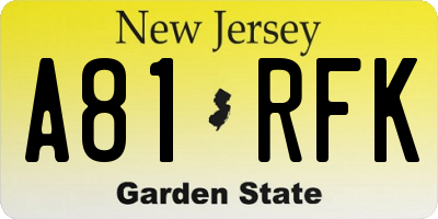 NJ license plate A81RFK