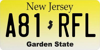 NJ license plate A81RFL